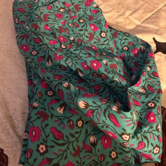 Sundance Vibrant Teal and Purple Floral Blouse - Picture 10 of 11